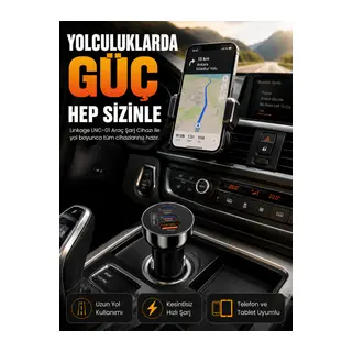 60W Araç Şarj Cihazı Çift Type-C PD ve USB QC3.0 Hızlı Şarj Adaptörü