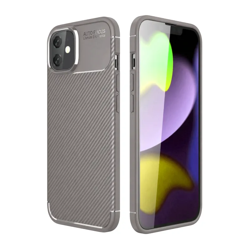 Apple iPhone 11 Kılıf Auto Focus Karbon Kapak - Gri