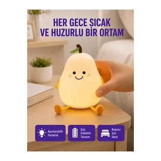 USB Şarjlı Armut Gece Lambası Dokunmatik Renk Değişimli