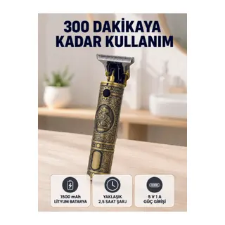 Kablosuz Saç Sakal Kesme Makinesi T Tipi Metal Bıçaklı 3 Kademeli Taraklı
