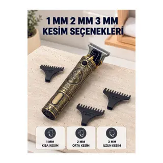 Profesyonel Saç ve Sakal Tıraş Makinesi 1500 mAh Bataryalı 1 2 3 mm Taraklı