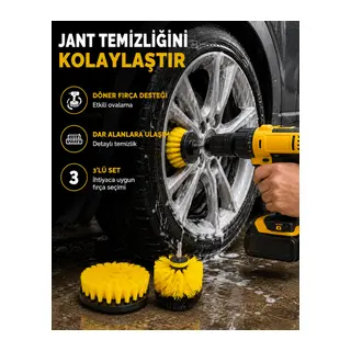 3 Parça Matkap Fırça Temizlik Seti – Her Yüzey İçin Güçlü ve Pratik Çözüm Yeni Nesil