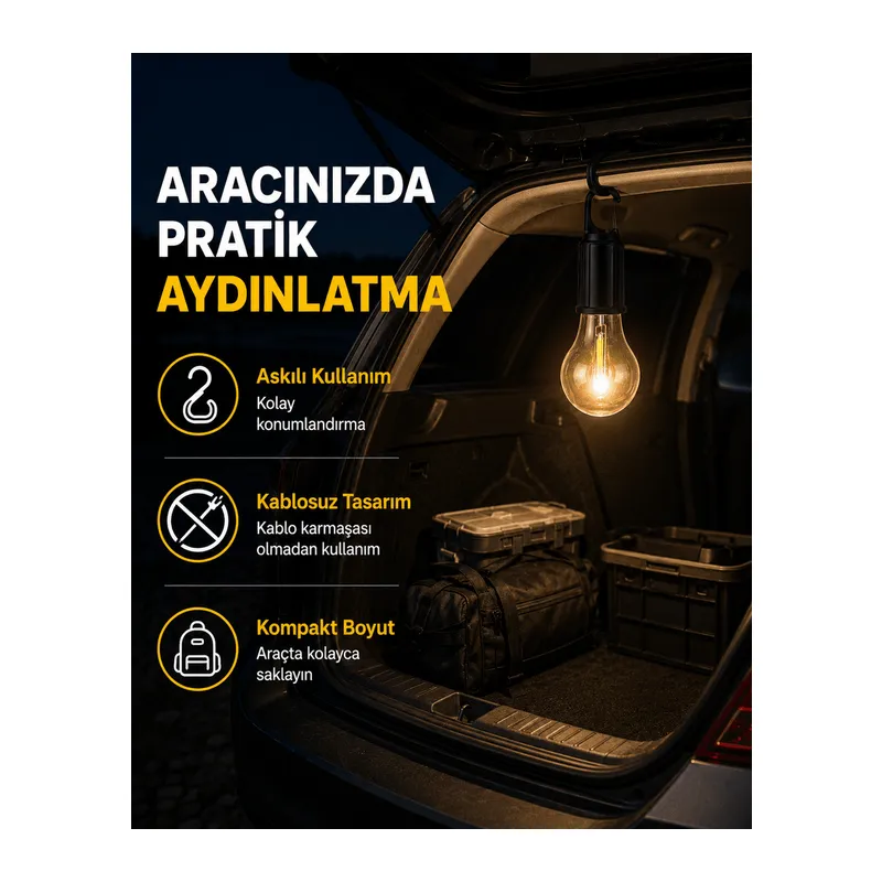 Çok Yönlü Asma Kancalı Kamp Işığı