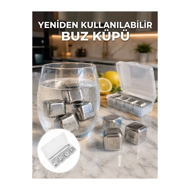 Hızlı Soğutma Özellikli Paslanmaz Metal Buz Küpü Takımı Yeni Nesil