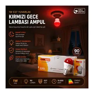 10 Adet 1W E27 Kırmızı Yuvarlak Gece Lambası Led Ampul EAMP-075