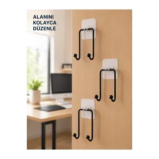 3'lü Yapışkanlı Askı Seti Ev Banyo Mutfak İçin Çok Amaçlı Askılık