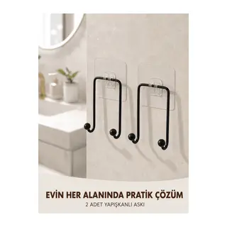 2'li Yapışkanlı Duvar Askısı Mutfak Banyo ve Ev İçin Askılık
