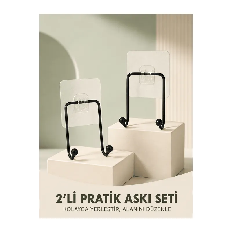 İkili Yapışkanlı Askı Seti Duvar Tipi Çok Amaçlı Pratik Askılık 2 Adet