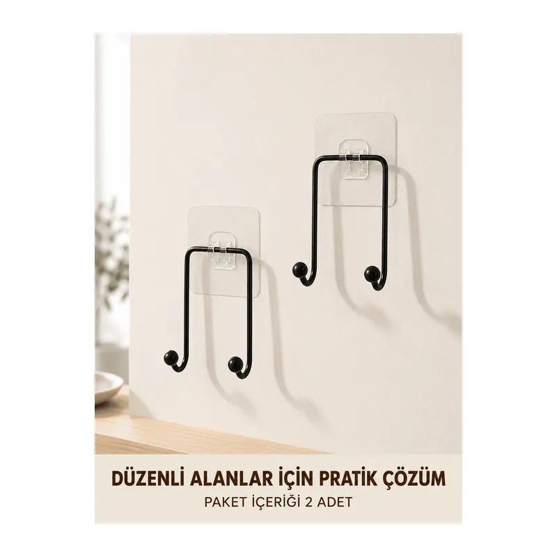 2 Adet Yapışkanlı Duvar Askısı Pratik Çok Amaçlı Düzenleyici Askı