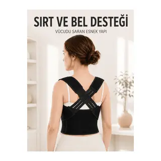 Dik Duruş Korsesi Ayarlanabilir Lastikli Sırt ve Bel Destekli Postür Korsesi