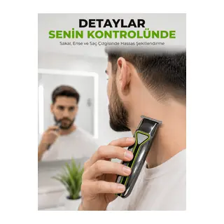 Profesyonel Erkek Tıraş Makinesi 3 Taraklı T Tipi Bıçaklı USB Şarjlı Saç Sakal Kesme Makinesi