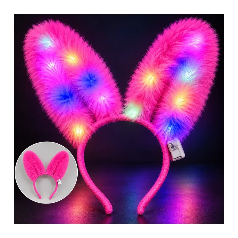 3 Modlu LED Işıklı Peluş Tavşan Kulağı Fuşya Renk