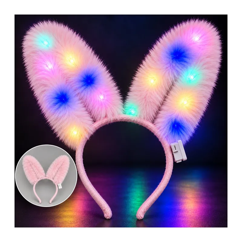 3 Modlu LED Işıklı Peluş Tavşan Kulağı Pembe Renk