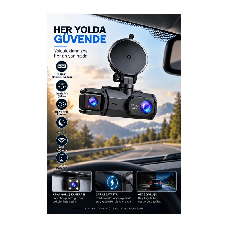 Full HD 1080P Gece Görüşü WiFi Bağlantı 180° Geniş Açı