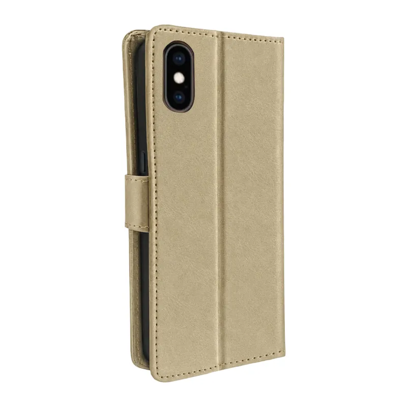 Apple iPhone XS Trend S Plus Kapaklı Kılıf - Gold