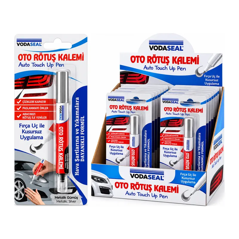 12 Adet Metalik Gümüş Oto Rötuş Kalem Fırça Uç 5ML