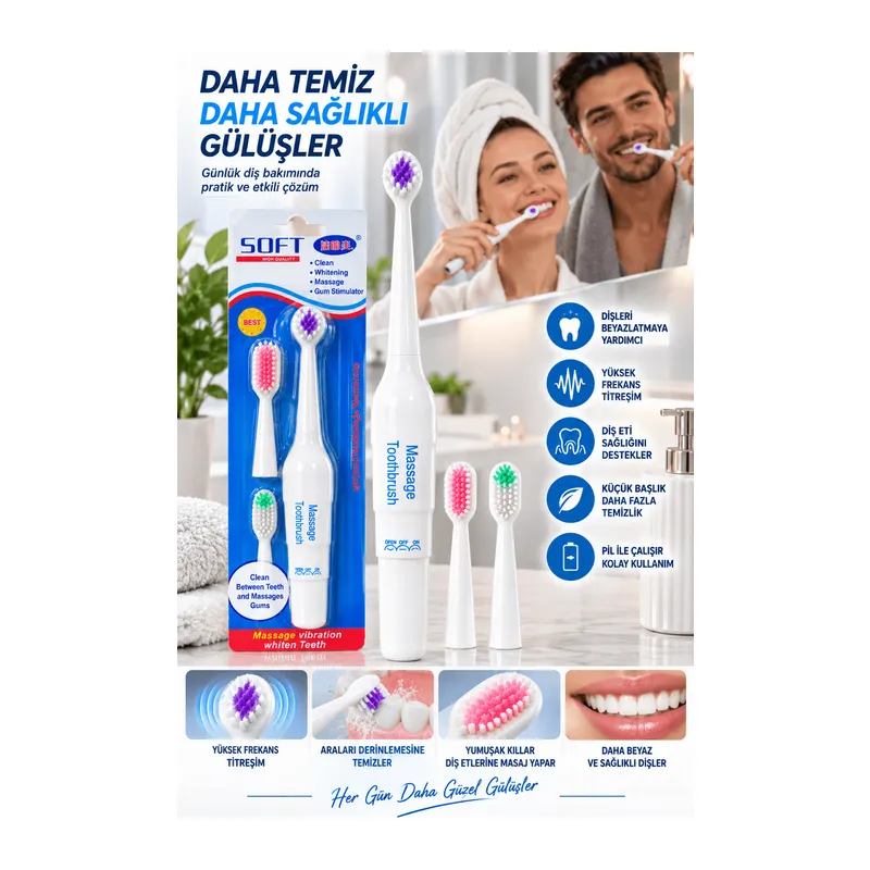 Diş Aralarını Temizlemeye Yardımcı Titreşimli Diş Fırçası