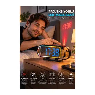 Modern LED Masa Saati Dijital Ekranlı Alarm Parlaklık Ayarlı 12 24 Saat Sıcaklık Göstergeli