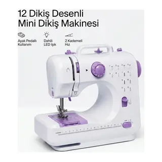 12 Farklı Dikiş Desenli Mini Dikiş Makinesi