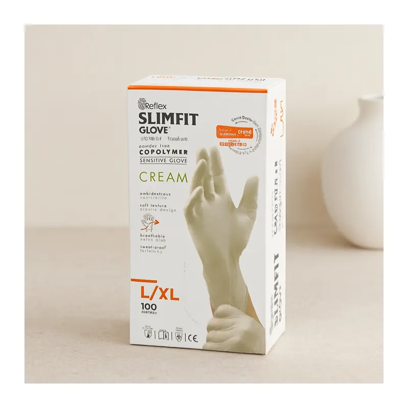 Pudrasız Slimfit Muayene Eldiveni L-XL Krem