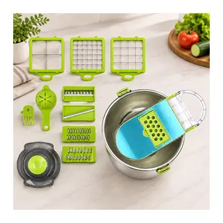 Hazneli 9-in-1 Çok Fonksiyonlu Sebze Dilimleyici ve Doğrayıcı