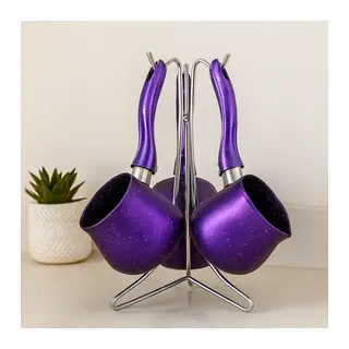 Granit Çelik Cezve Seti (230/280/380 ml) Metal Standlı