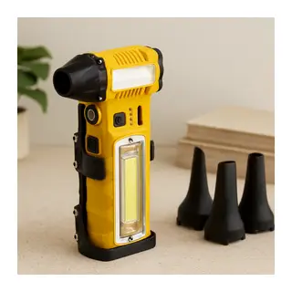 Şarjlı Araç Süpürge Fenerli Mini Turbo Fan (3 Uç, Kademeli Hız, Manyetik Stand)