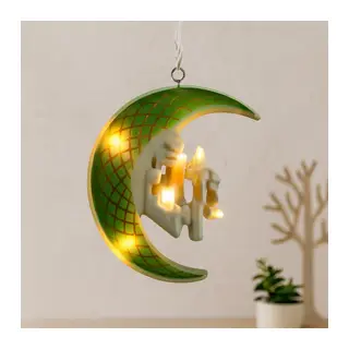Ramazan LED Perde Lamba 3m (Fişli, Eklemeli) Yeşil Hilal Cami Yıldız