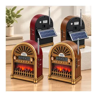 Solar Şarjlı Retro Bluetooth Radyo Hoparlör - AM/FM/SW, USB/Type-C