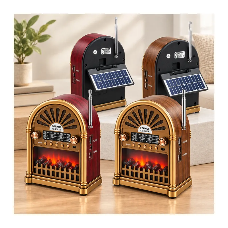 Solar Şarjlı Retro Bluetooth Radyo Hoparlör - AM/FM/SW, USB/Type-C