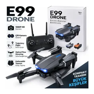 HD Kameralı E99 Pro Drone - 4K Çift Kamera 25 Dakika 200M Mesafe Başsız Model Gece Uçan WIFI Katlanabilir Drone