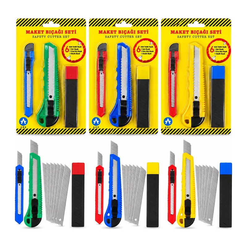 3PCS Yedekli Plastik Maket Bıçak Seti