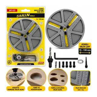 Hassas Dengeleme - Darbe Dayanlıklı Ayarlı Delik Testere Panç Set 45-130MM