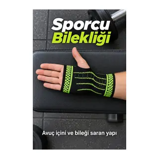 Örgü Dokulu El Bilek Desteği Siyah Yeşil Tasarım