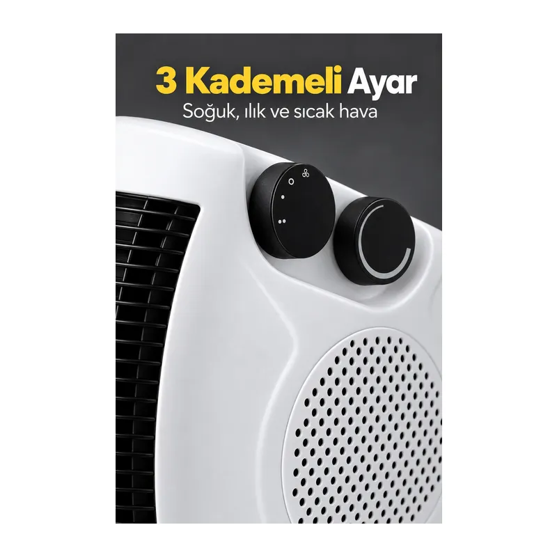 Elektrikli Fanlı Isıtıcı Soğuk Ilık ve Sıcak Hava Seçenekli