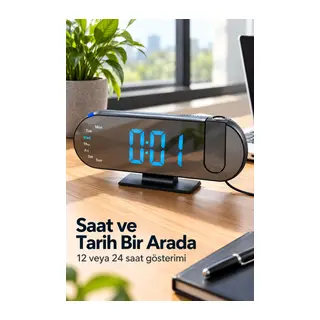 Projeksiyonlu Dijital Saat Ayarlanabilir Yansıtma Parlaklığı ile