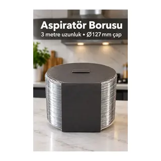 3 Metre Uzunluğunda Gümüş Renkli Telli Aspiratör Borusu