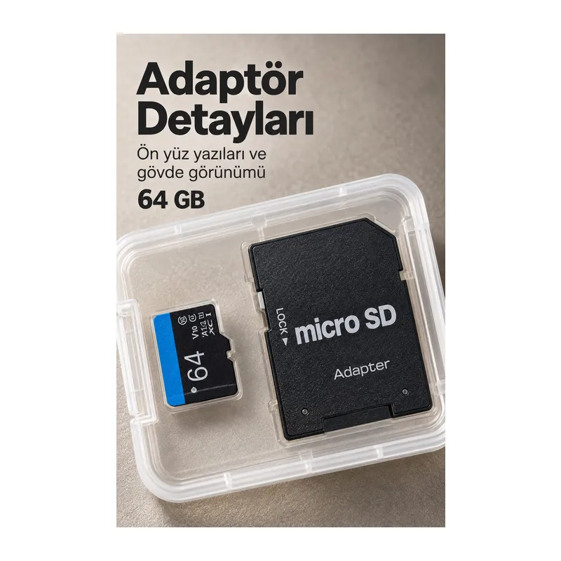 64 GB Micro SD Hafıza Kartı Adaptörlü Kutulu Set