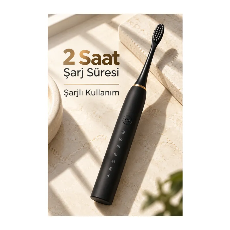 Siyah Şarjlı Diş Fırçası 2 Dakika Zamanlayıcılı