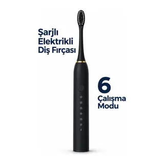 Siyah Şarjlı Elektrikli Diş Fırçası 6 Modlu