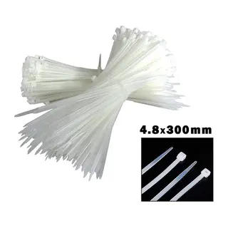 Beyaz 4.8X300MM Plastik Cırt Kelepçe 100PCS