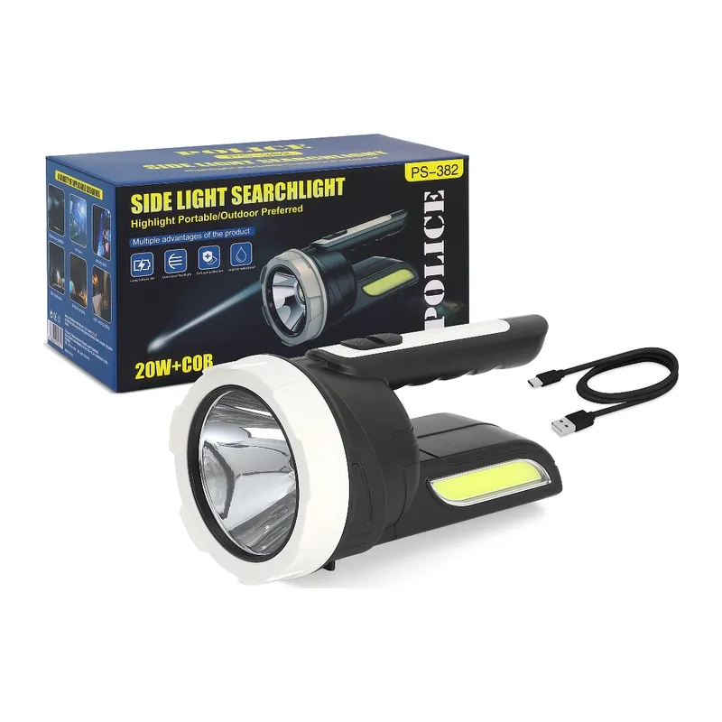 PS-382 Şarjlı Spot Fener 20W Yan Aydınlatmalı 19 cm