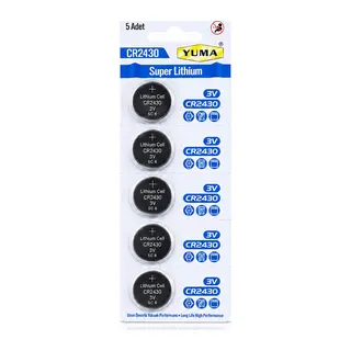 CR2430 Süper Lityum 3V 5’li Kart Düğme Pil