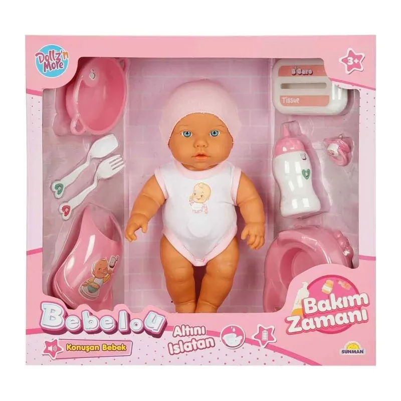 3823 Bebelou Bakım Zamanı Sesli Gülen Ağlayan Bebek 32 cm -Sunman