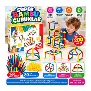 03461 Süper Bambu Çubuklar 200 Parça