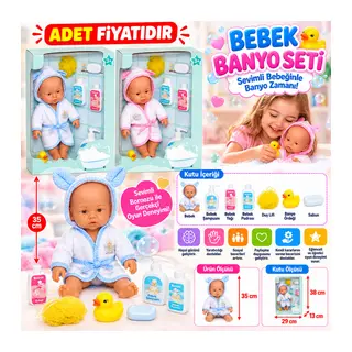 030031 NessiWorld Banyo Zamanı Bebek Seti, 35 cm / +3 yaş adet fiyatıdır