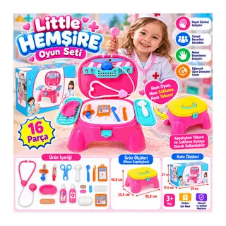 573 NURSE OYUN TABURESİ DOKTOR SET KIZ(Ürün oyuncaktır)