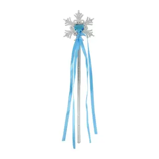 Kar Taneli Mavi Kalp Taşlı Saten Kurdeleli Karlar Ülkesi Elsa Asası Sopası 34cm