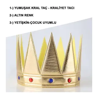 Altın Renk Eva Yumuşak Kral Kraliyet Tacı Yetişkin Çocuk Uyumlu 55cm