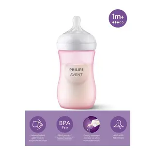 Doğal Tepkili Natural Response PP Biberon 260 ml 1+ Ay Pembe